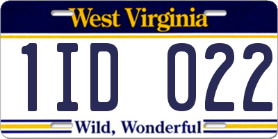 WV license plate 1ID022