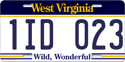 WV license plate 1ID023