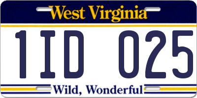 WV license plate 1ID025