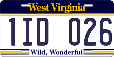 WV license plate 1ID026