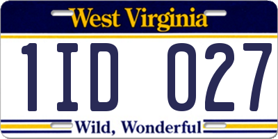 WV license plate 1ID027