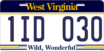 WV license plate 1ID030