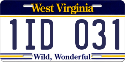 WV license plate 1ID031