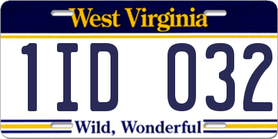 WV license plate 1ID032