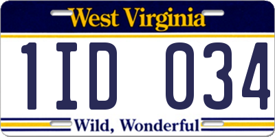 WV license plate 1ID034