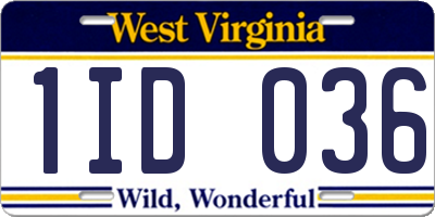 WV license plate 1ID036
