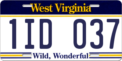 WV license plate 1ID037