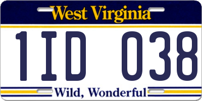 WV license plate 1ID038