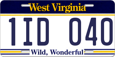 WV license plate 1ID040