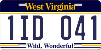 WV license plate 1ID041