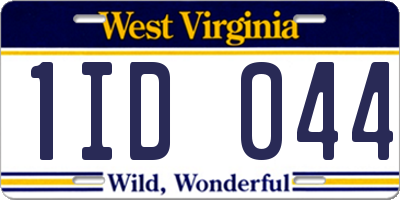 WV license plate 1ID044