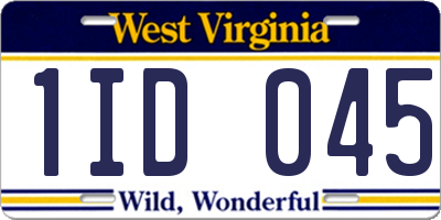 WV license plate 1ID045