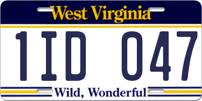 WV license plate 1ID047