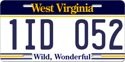 WV license plate 1ID052