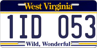 WV license plate 1ID053