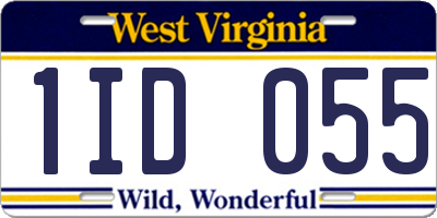 WV license plate 1ID055