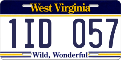 WV license plate 1ID057