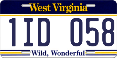 WV license plate 1ID058