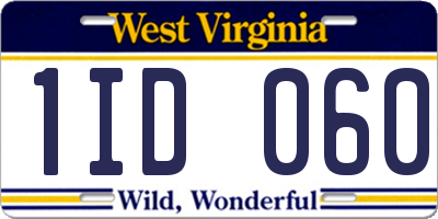 WV license plate 1ID060