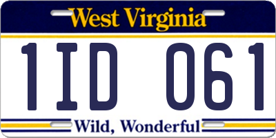 WV license plate 1ID061