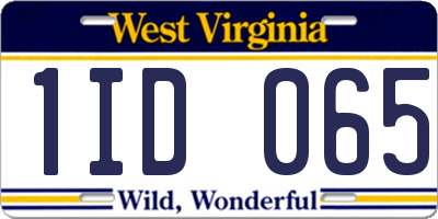 WV license plate 1ID065
