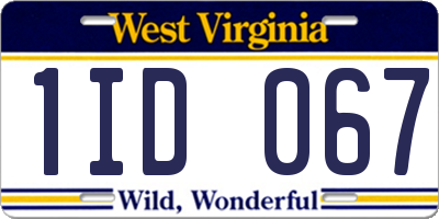 WV license plate 1ID067