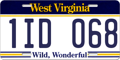 WV license plate 1ID068