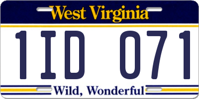 WV license plate 1ID071