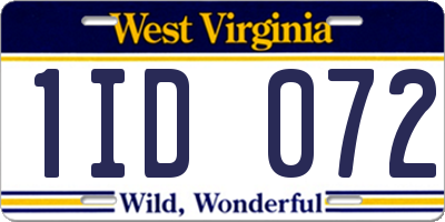 WV license plate 1ID072
