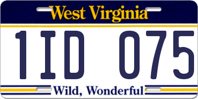 WV license plate 1ID075