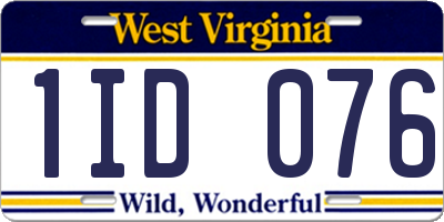 WV license plate 1ID076