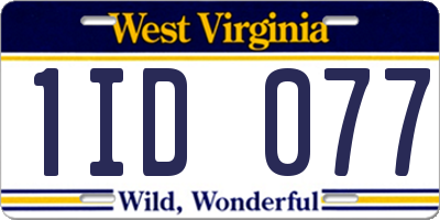 WV license plate 1ID077