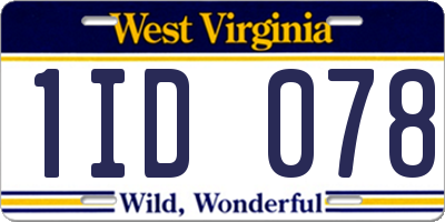 WV license plate 1ID078
