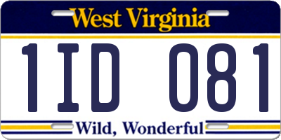 WV license plate 1ID081