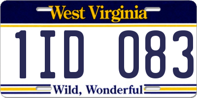 WV license plate 1ID083