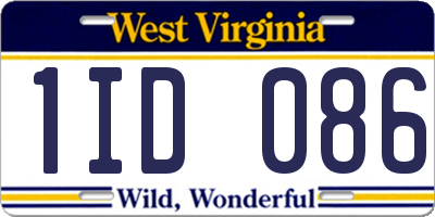 WV license plate 1ID086
