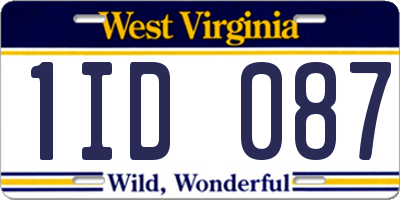 WV license plate 1ID087