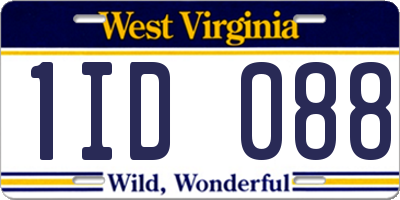 WV license plate 1ID088