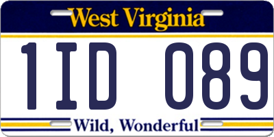 WV license plate 1ID089