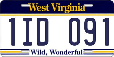 WV license plate 1ID091