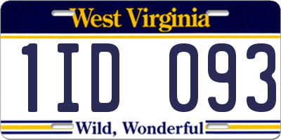 WV license plate 1ID093