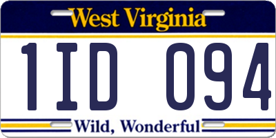 WV license plate 1ID094