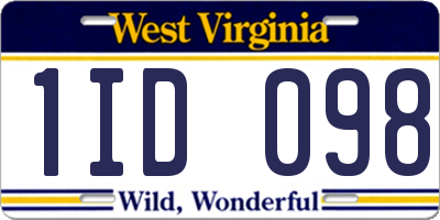 WV license plate 1ID098