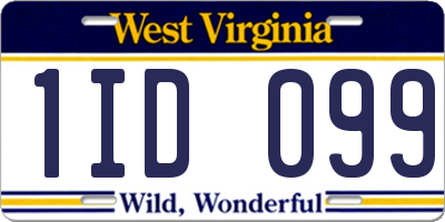 WV license plate 1ID099