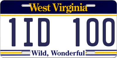 WV license plate 1ID100