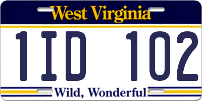 WV license plate 1ID102