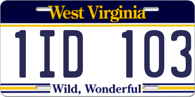 WV license plate 1ID103