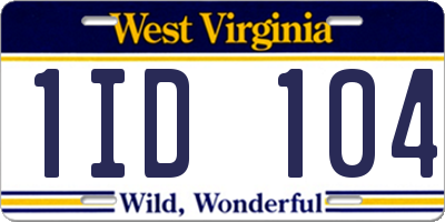WV license plate 1ID104