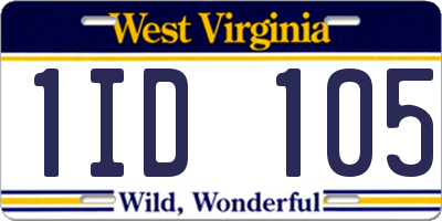 WV license plate 1ID105
