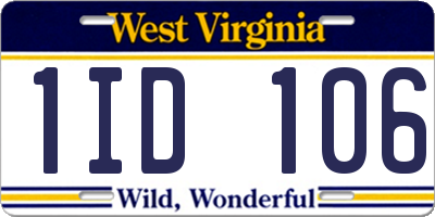 WV license plate 1ID106